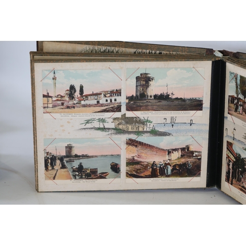 36 - Japanese Lacquer Shibayama Mother of Pearl Album with Ottoman Postcards, circa 1900  This exquisite ... 