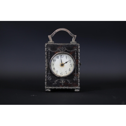 4 - Tortoiseshell Miniature Carriage Clock by William Comyns & Sons Ltd, 1910    This vintage miniature ... 