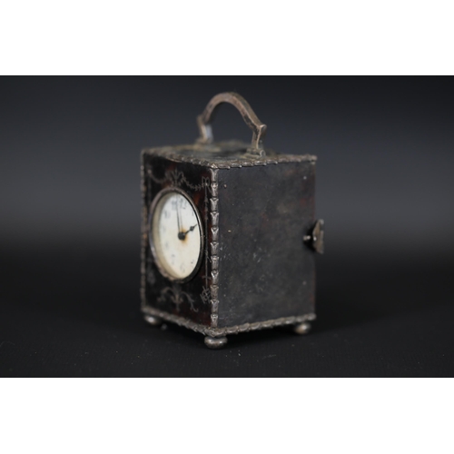 4 - Tortoiseshell Miniature Carriage Clock by William Comyns & Sons Ltd, 1910    This vintage miniature ... 