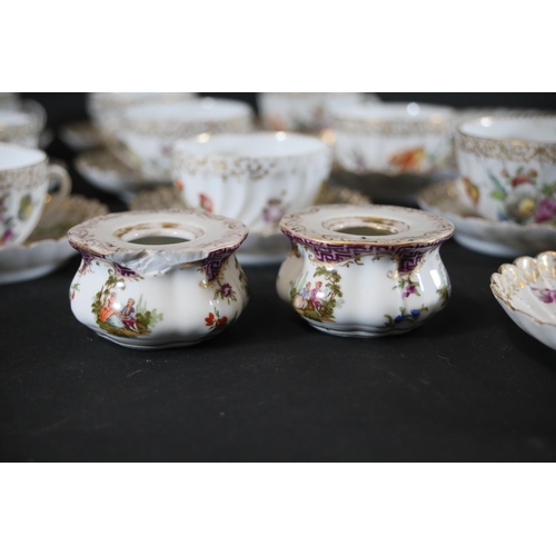 40 - Dresden Floral Pattern Porcelain Tea Service Set  This exquisite Dresden porcelain tea service set f... 