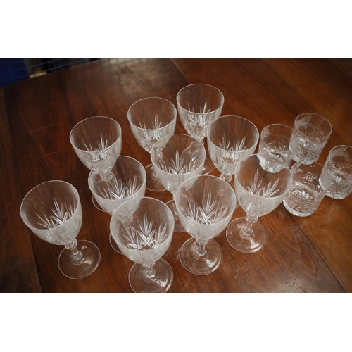 46 - Collection of Crystal Glassware: Ornate Wine Goblets and Etched Tumblers, Richard Brierly   This dis... 