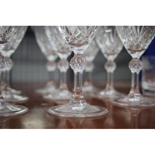 46 - Collection of Crystal Glassware: Ornate Wine Goblets and Etched Tumblers, Richard Brierly   This dis... 