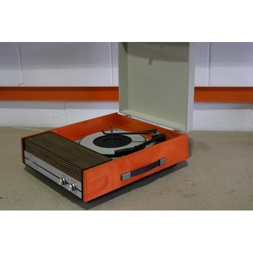 54 - Fidelity Record Player HF43 - Working, Orange, Cream, Wood Effect, Late 60's Pop  This is a Fidelity... 