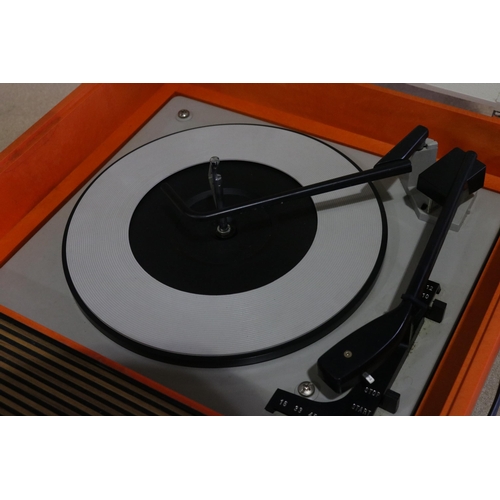 54 - Fidelity Record Player HF43 - Working, Orange, Cream, Wood Effect, Late 60's Pop  This is a Fidelity... 