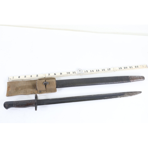 24 - Australian Lithgow Pattern 1907 Bayonet with Scabbard and Canvas FrogAustralian-made Lithgow Pattern... 