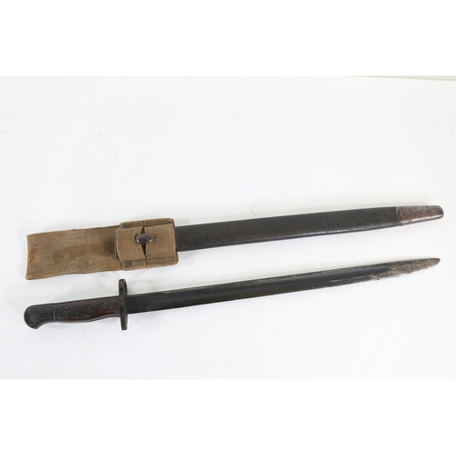 24 - Australian Lithgow Pattern 1907 Bayonet with Scabbard and Canvas FrogAustralian-made Lithgow Pattern... 