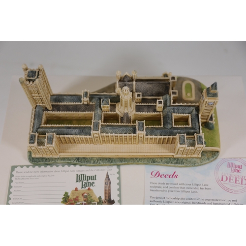 344 - Lilliput Lane L2610 The Houses of Parliament, with Deeds and BoxHand-painted resin architectural min... 