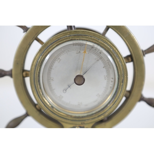 T Russell Brighton brass ship's wheel aneroid barometerFreestanding ...