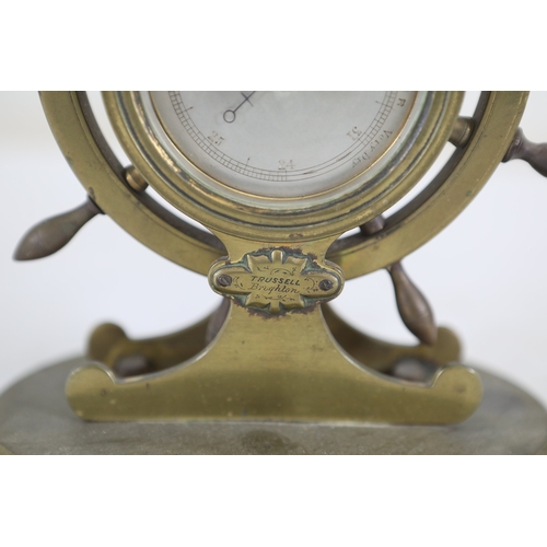 T Russell Brighton brass ship's wheel aneroid barometerFreestanding ...