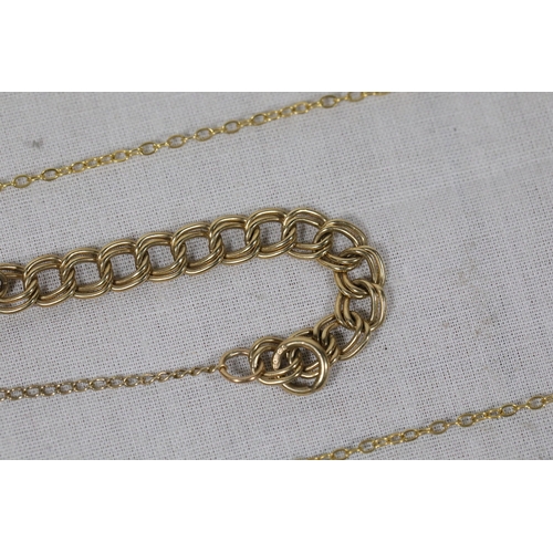 1215 - 9ct Gold Chain and Heart Padlock Bracelet, 8.5g total weightTwo-piece 9ct yellow gold jewellery grou... 