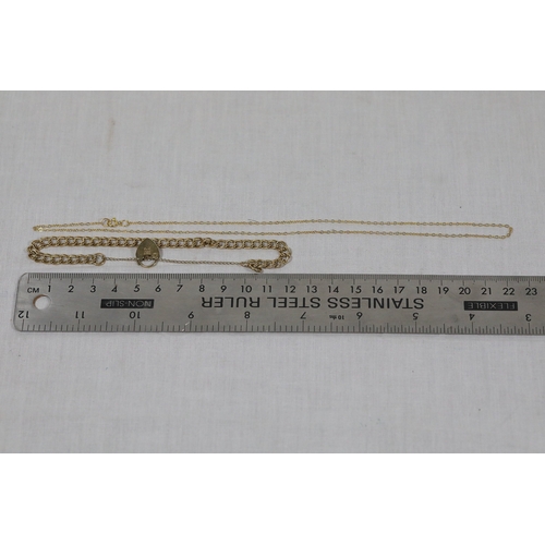1215 - 9ct Gold Chain and Heart Padlock Bracelet, 8.5g total weightTwo-piece 9ct yellow gold jewellery grou... 