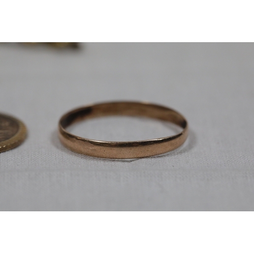 1293 - Saint Christopher Medals, Rope Chain, Bangle and Band RingMid 20th century gold devotional jewellery... 