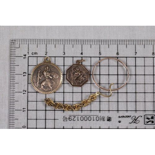 1293 - Saint Christopher Medals, Rope Chain, Bangle and Band RingMid 20th century gold devotional jewellery... 