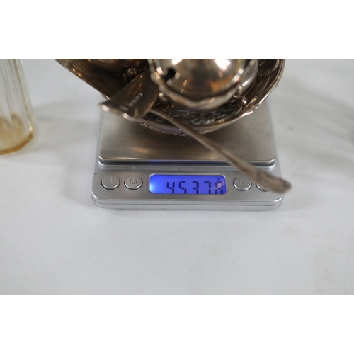 1324 - Mixed antique silver and silver mounted glass tablewares and dressing table piecesA mixed late Victo... 