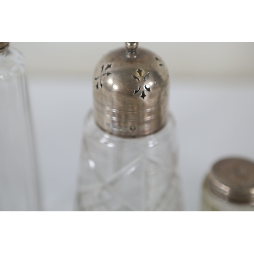 1324 - Mixed antique silver and silver mounted glass tablewares and dressing table piecesA mixed late Victo... 