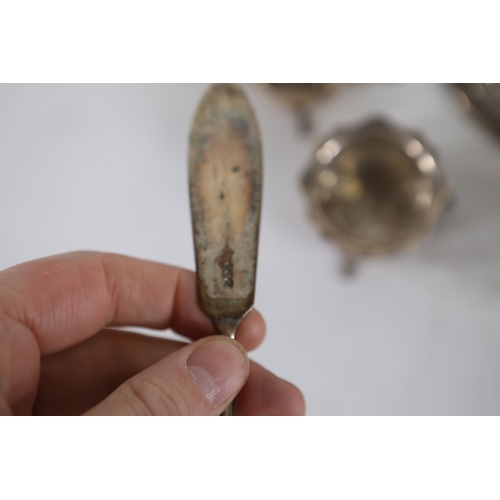 1324 - Mixed antique silver and silver mounted glass tablewares and dressing table piecesA mixed late Victo... 