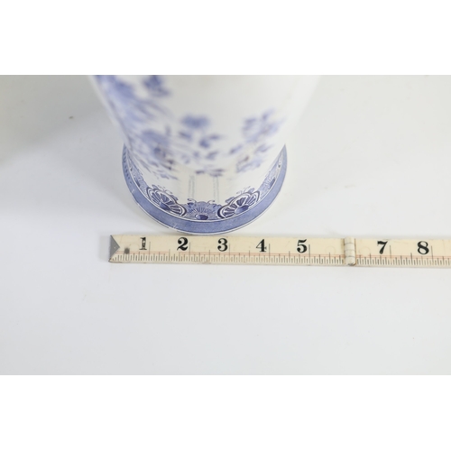 1375 - Pair of Delft Blue and White Lidded Vases with Windmill ScenesMatched pair of Delftware ceramic vase... 