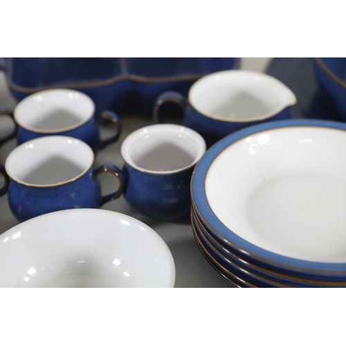 1402 - Denby cobalt blue and white stoneware tea and cookware collectionA large coordinated selection of De... 