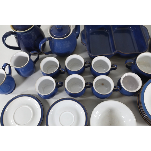 1402 - Denby cobalt blue and white stoneware tea and cookware collectionA large coordinated selection of De... 