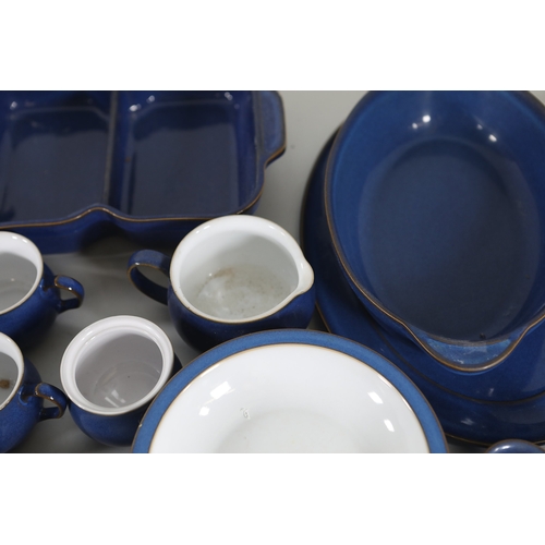 1402 - Denby cobalt blue and white stoneware tea and cookware collectionA large coordinated selection of De... 