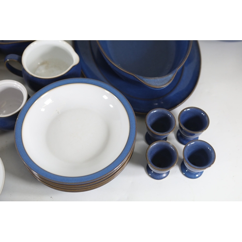 1402 - Denby cobalt blue and white stoneware tea and cookware collectionA large coordinated selection of De... 