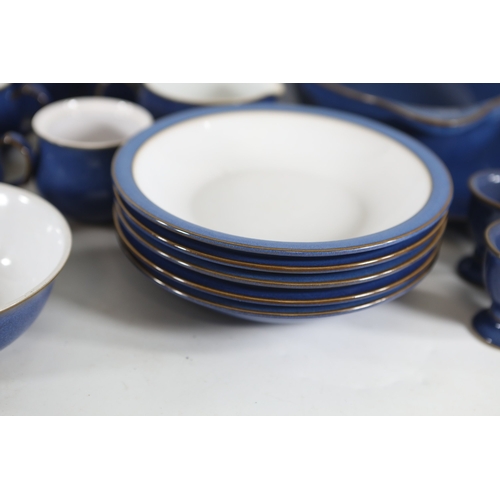 1402 - Denby cobalt blue and white stoneware tea and cookware collectionA large coordinated selection of De... 