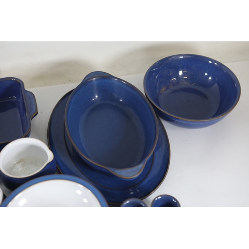 1402 - Denby cobalt blue and white stoneware tea and cookware collectionA large coordinated selection of De... 