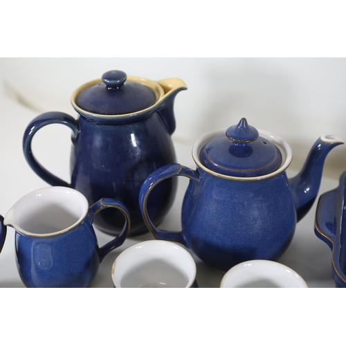 1402 - Denby cobalt blue and white stoneware tea and cookware collectionA large coordinated selection of De... 