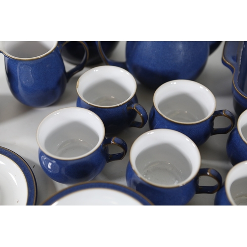 1402 - Denby cobalt blue and white stoneware tea and cookware collectionA large coordinated selection of De... 