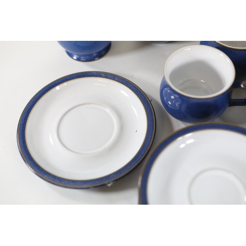 1402 - Denby cobalt blue and white stoneware tea and cookware collectionA large coordinated selection of De... 