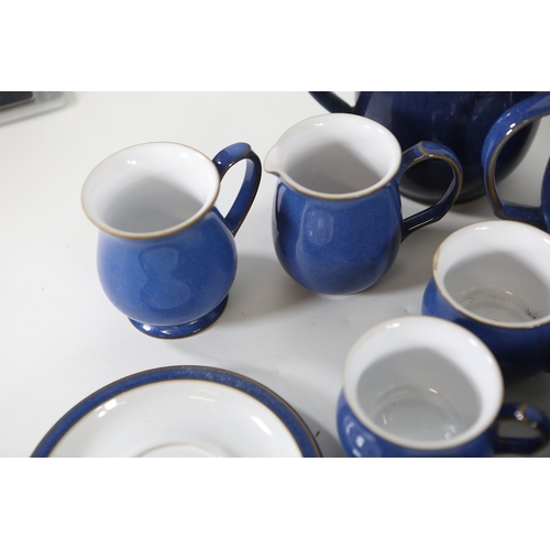 1402 - Denby cobalt blue and white stoneware tea and cookware collectionA large coordinated selection of De... 