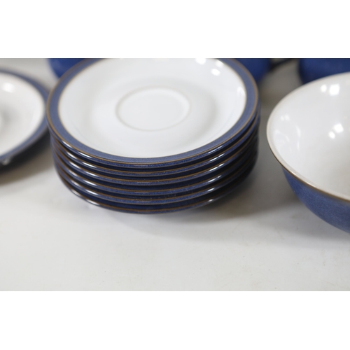 1402 - Denby cobalt blue and white stoneware tea and cookware collectionA large coordinated selection of De... 
