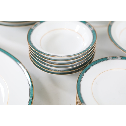 1426 - Noritake green bordered porcelain dinner service for six, 60 plus piecesFine Noritake porcelain dinn... 