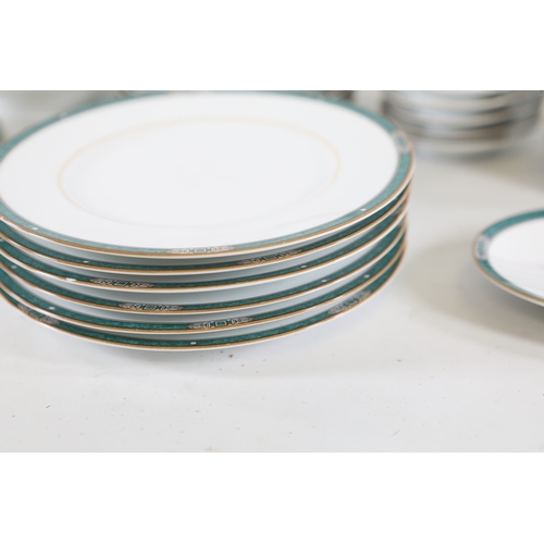 1426 - Noritake green bordered porcelain dinner service for six, 60 plus piecesFine Noritake porcelain dinn... 