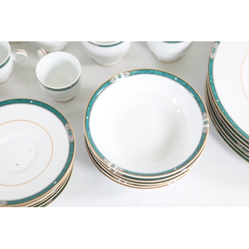 1426 - Noritake green bordered porcelain dinner service for six, 60 plus piecesFine Noritake porcelain dinn... 