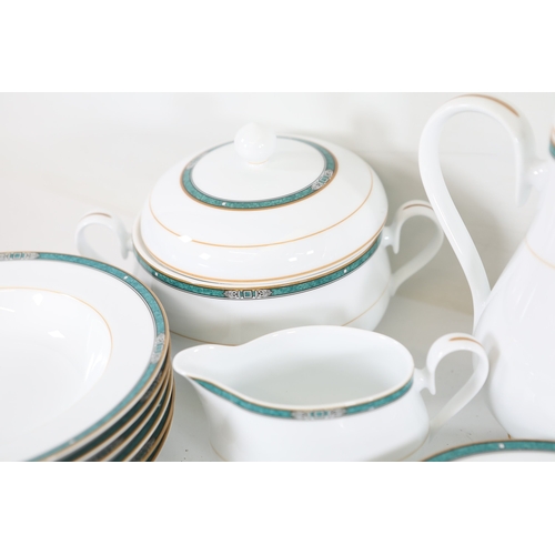 1426 - Noritake green bordered porcelain dinner service for six, 60 plus piecesFine Noritake porcelain dinn... 