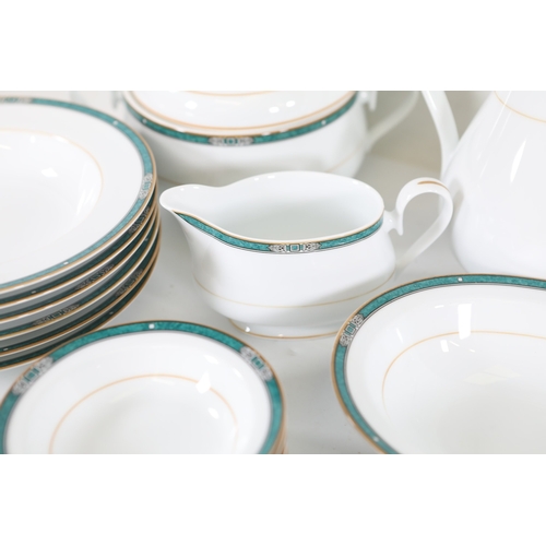 1426 - Noritake green bordered porcelain dinner service for six, 60 plus piecesFine Noritake porcelain dinn... 