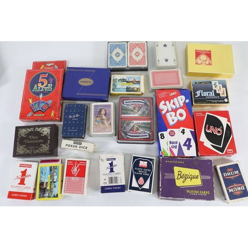 Collection of playing cards and card games including Waddingtons, De La ...