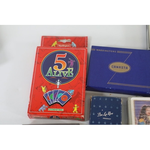 Collection of playing cards and card games including Waddingtons, De La ...