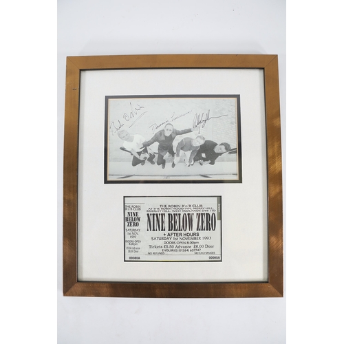 702 - Signed Nine Below Zero framed photograph and Robin R'n'B Club ticket, 1 November 1997Framed music me... 