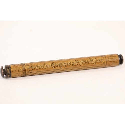 Victorian Perpetual Calendar and Postal Ruler rollerA late Victorian to ...