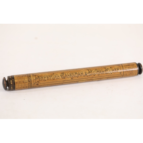 Victorian Perpetual Calendar and Postal Ruler rollerA late Victorian to ...