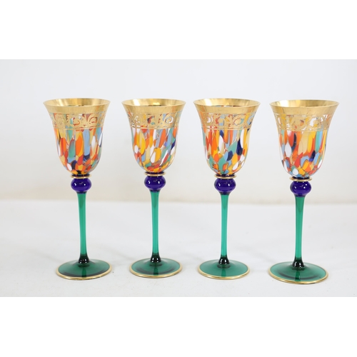 964 - Set of four Griffe Montenapoleone Milano Italian art glass stem glassesA matched set of four Italian... 