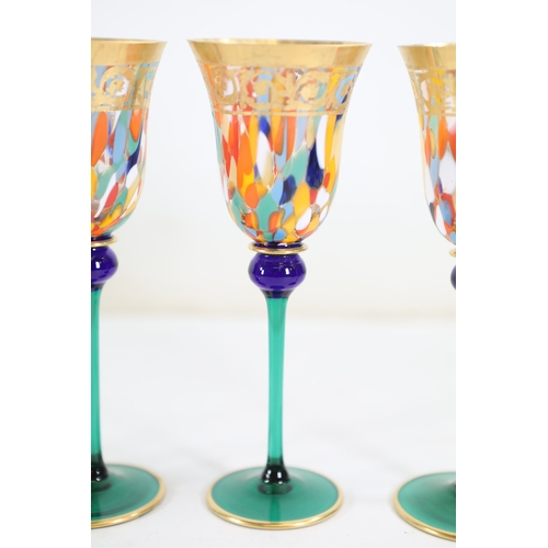 964 - Set of four Griffe Montenapoleone Milano Italian art glass stem glassesA matched set of four Italian... 
