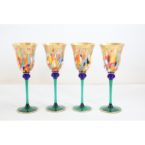964 - Set of four Griffe Montenapoleone Milano Italian art glass stem glassesA matched set of four Italian... 