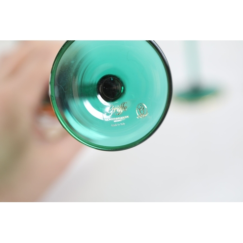 964 - Set of four Griffe Montenapoleone Milano Italian art glass stem glassesA matched set of four Italian... 