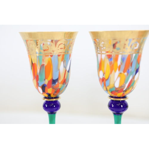 964 - Set of four Griffe Montenapoleone Milano Italian art glass stem glassesA matched set of four Italian... 