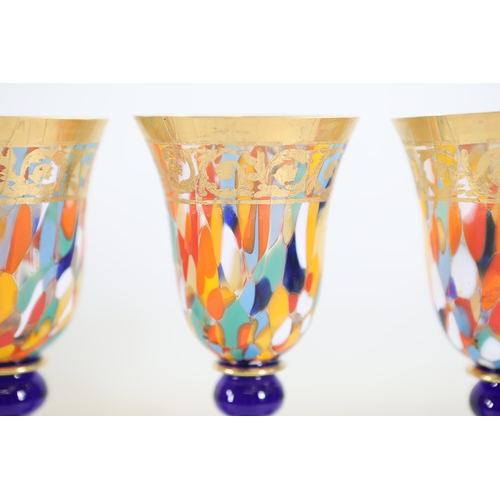 964 - Set of four Griffe Montenapoleone Milano Italian art glass stem glassesA matched set of four Italian... 