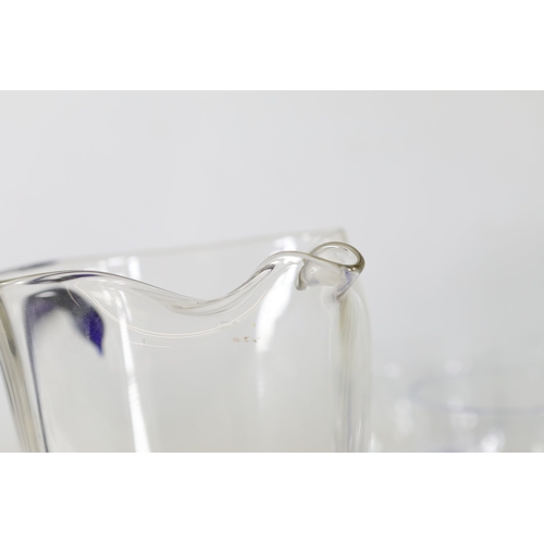 971 - Cobalt, Green and Frosted Glass Stemware with Blown Jug, 10 PiecesA cohesive collection of hand-craf... 
