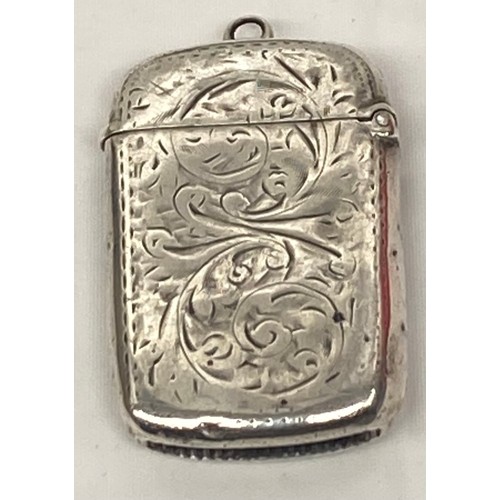 34 - Hallmarked Silver Vesta Case with Old Matches